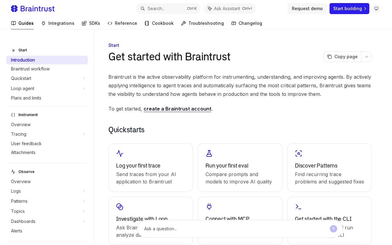 Screenshot of the Braintrust website