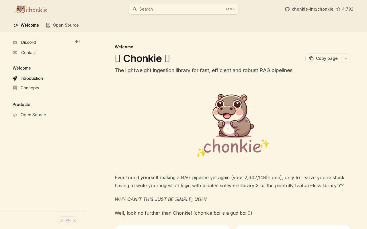 Screenshot of the Chonkie website