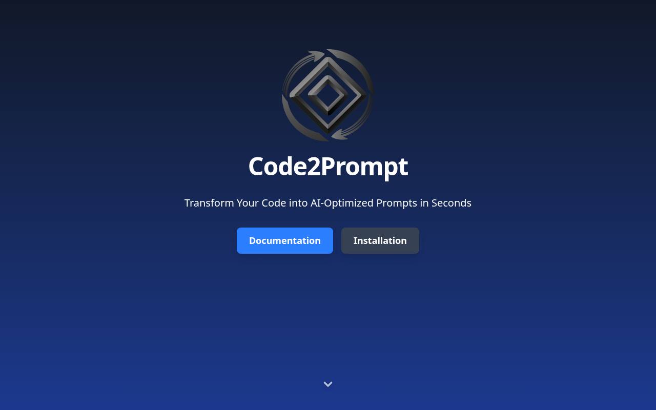 Screenshot of the code2prompt website