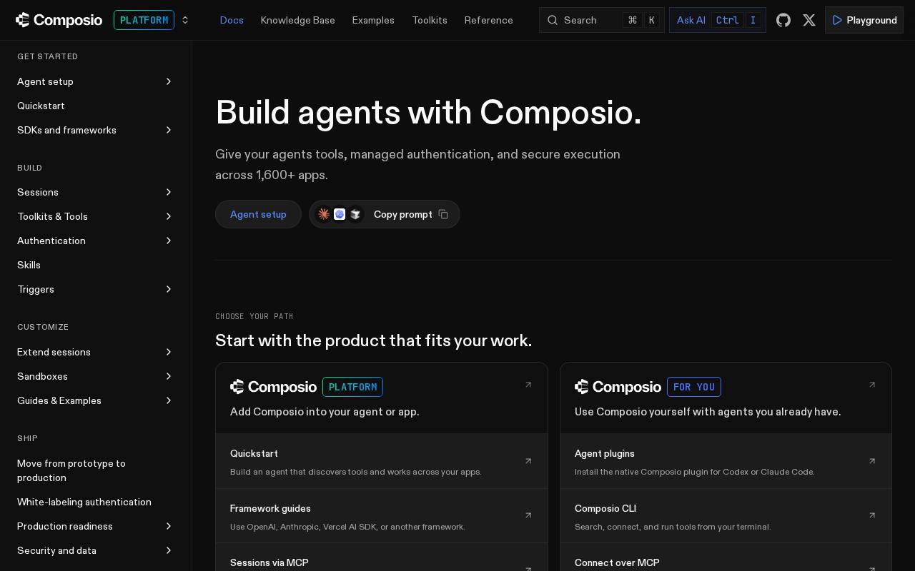 Screenshot of the Composio website