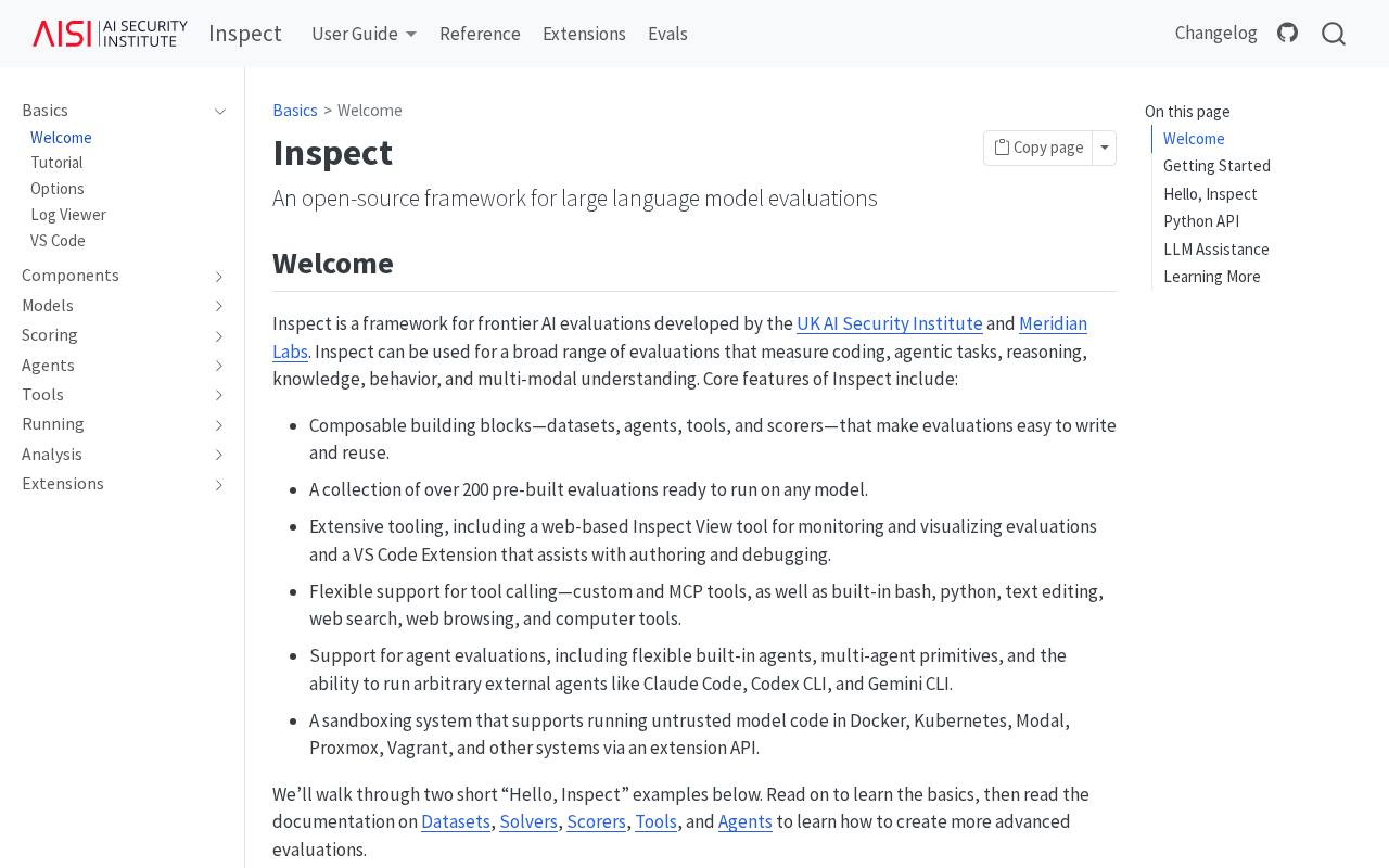 Screenshot of the Inspect website