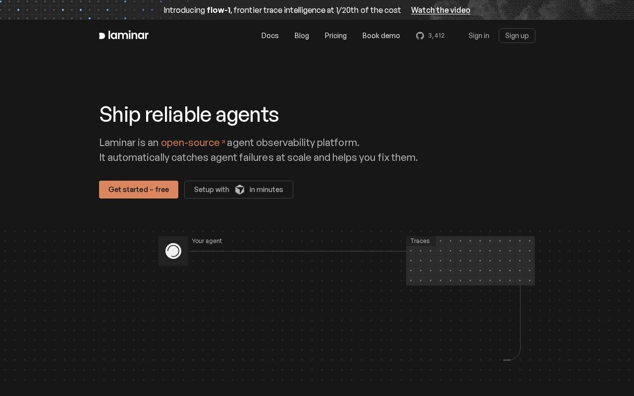 Screenshot of the Laminar website