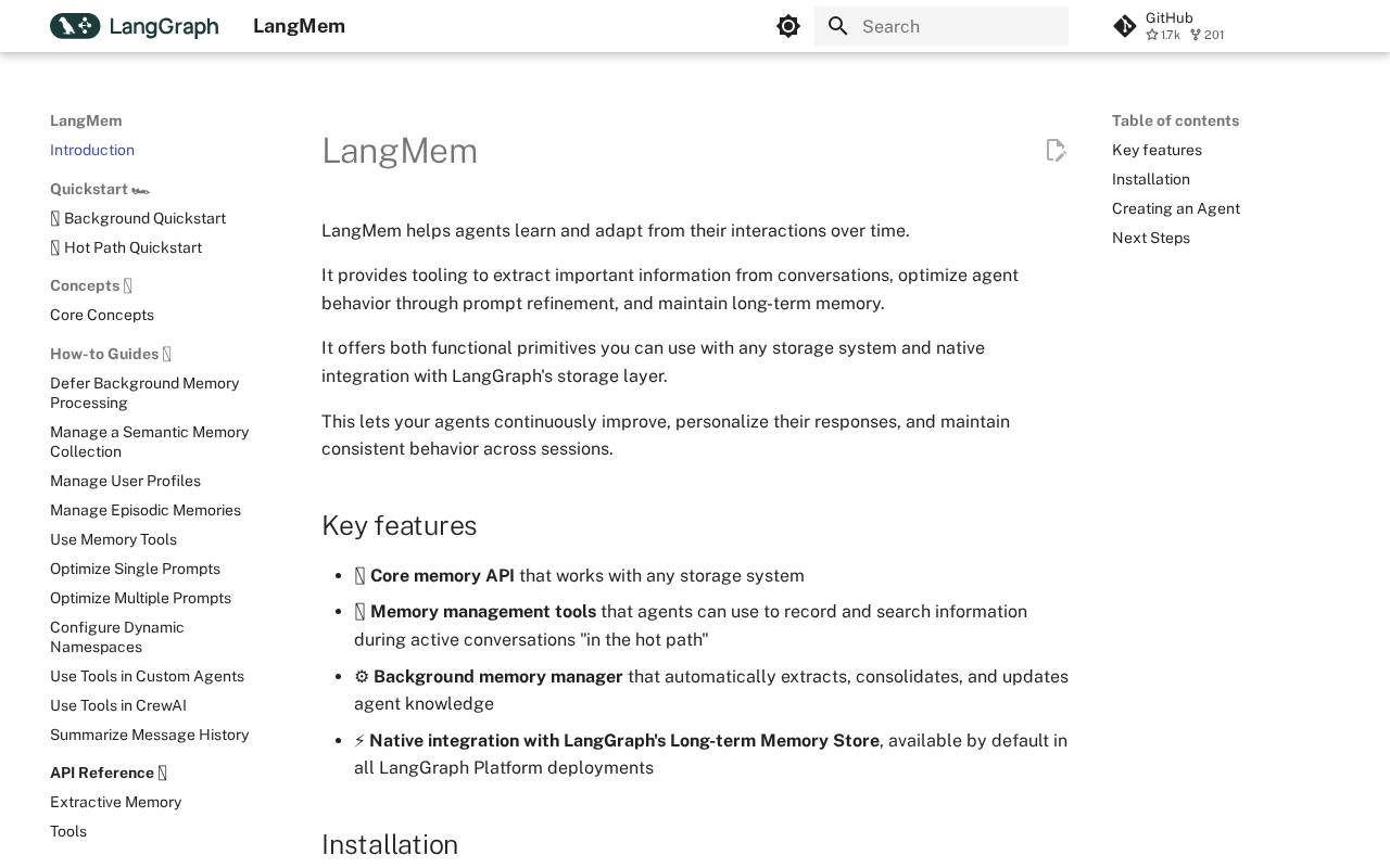 Screenshot of the LangMem website