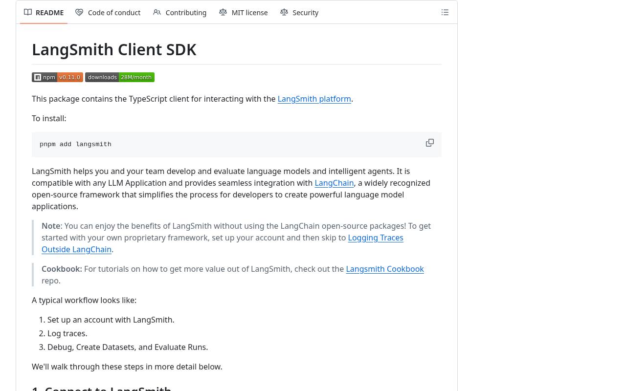 Screenshot of the LangSmith website