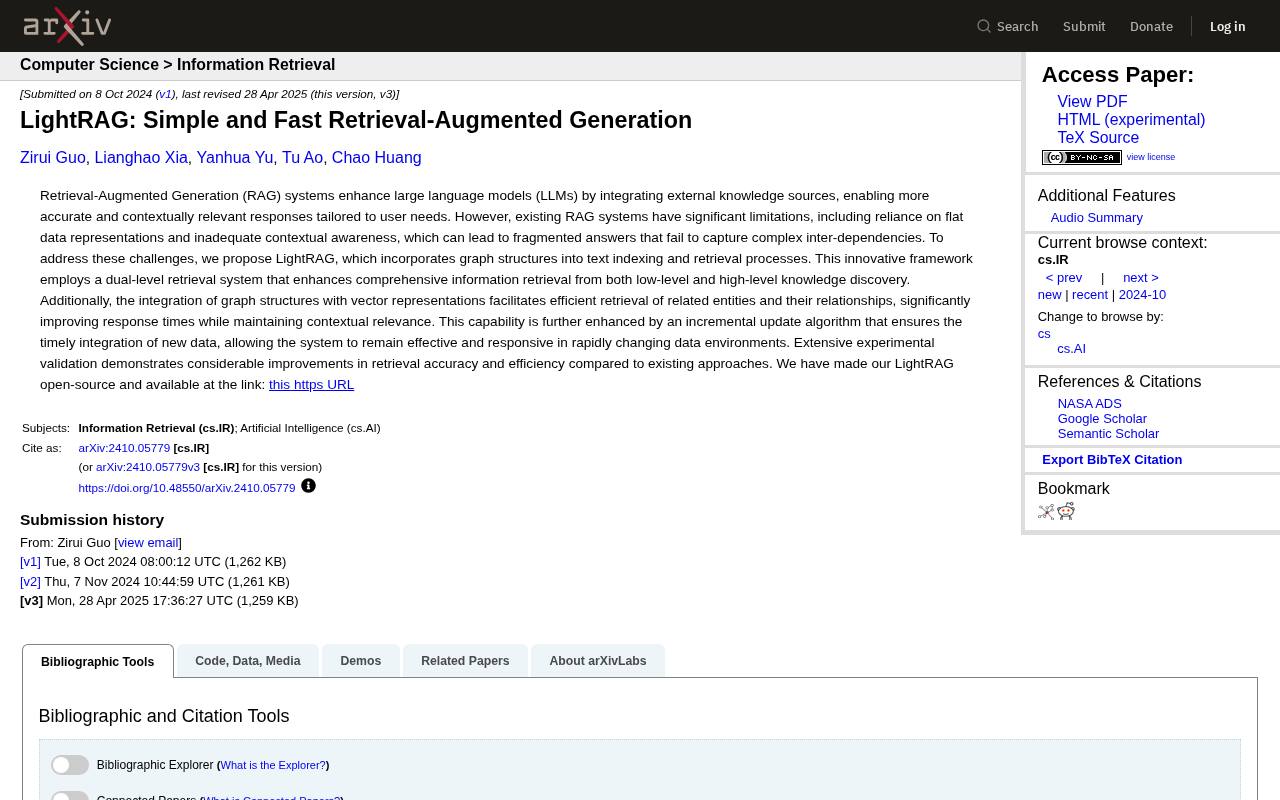 Screenshot of the LightRAG website