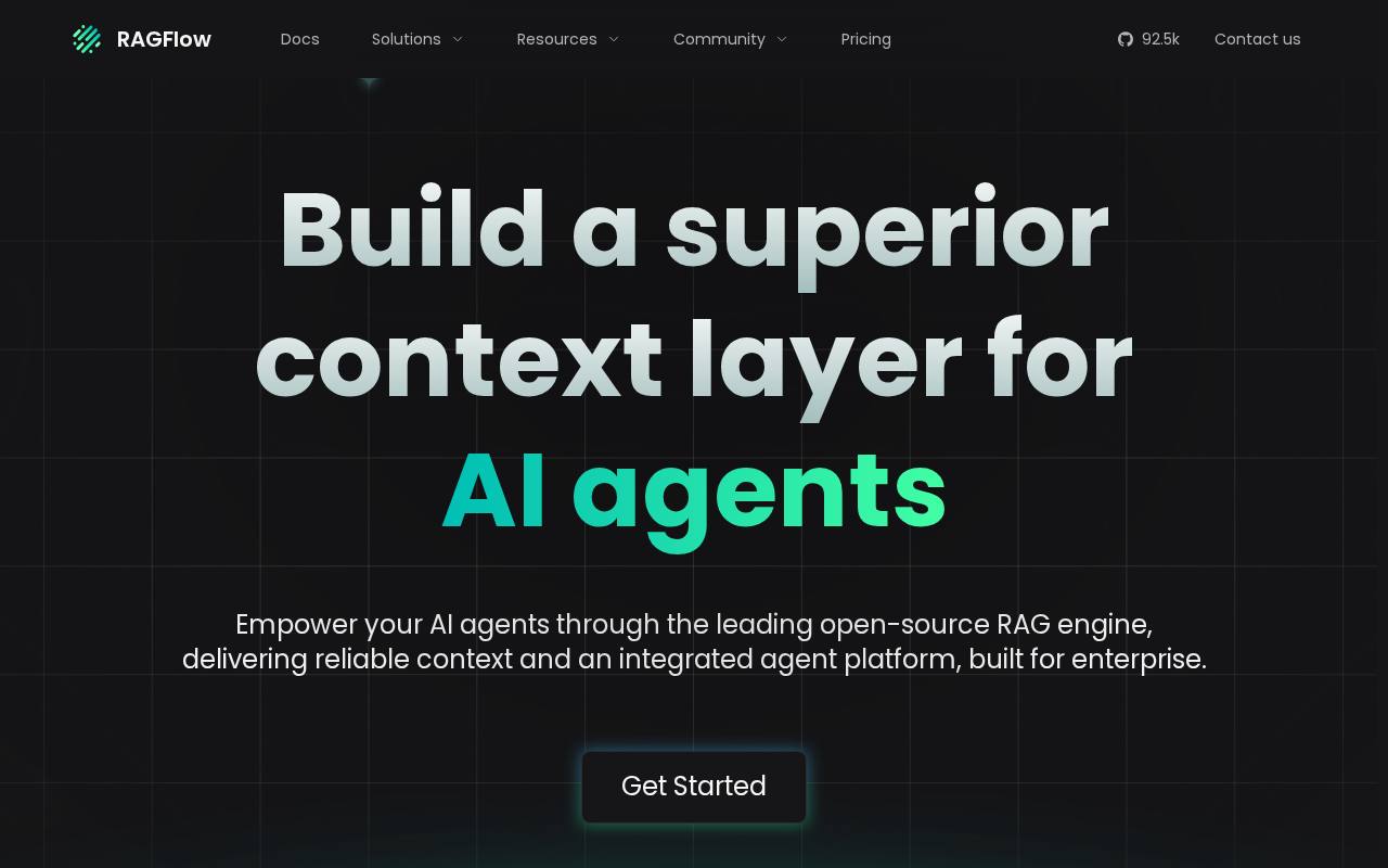 Screenshot of the RAGFlow website