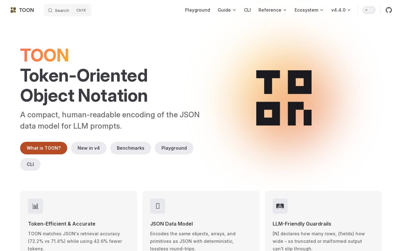 Screenshot of the TOON website