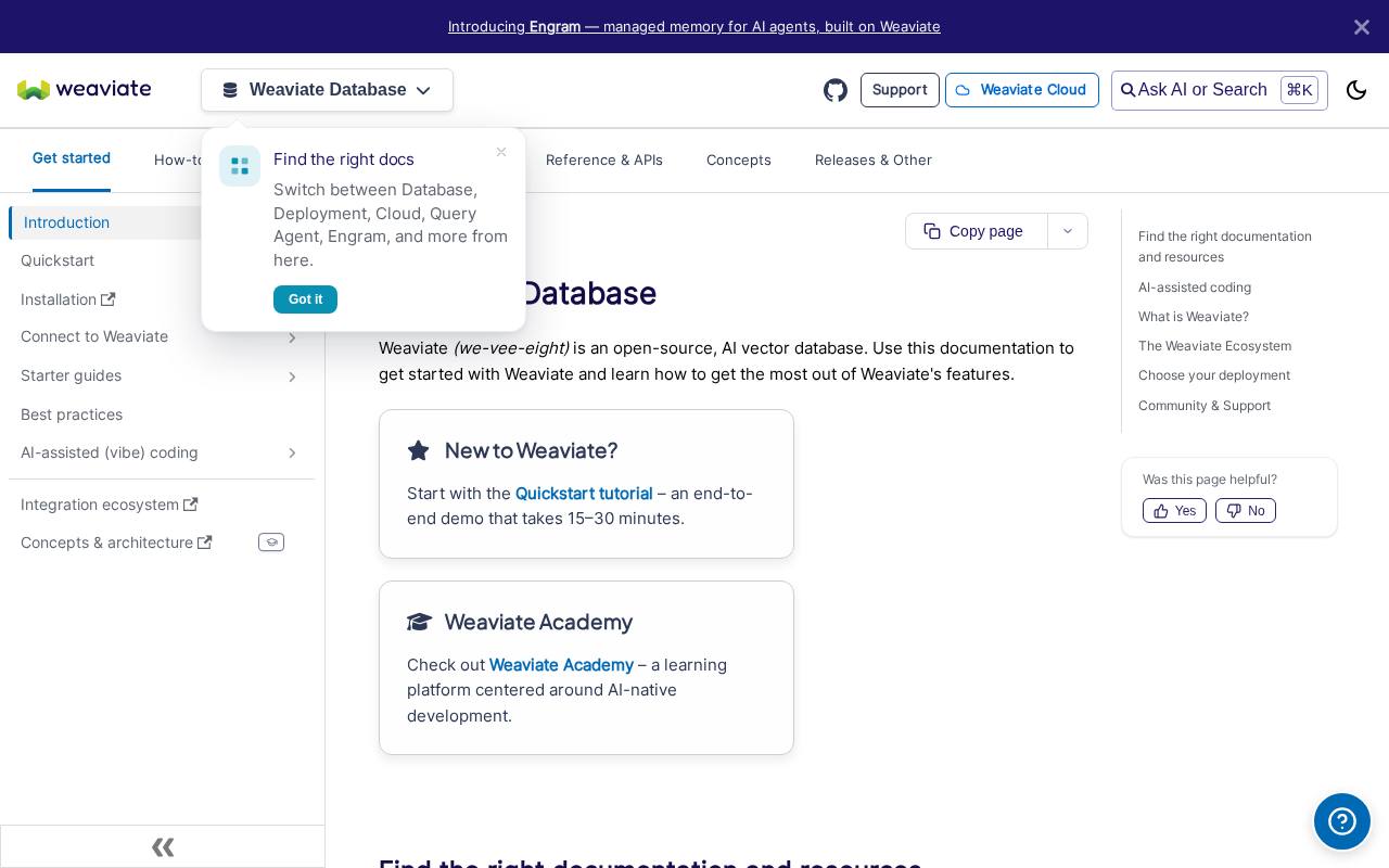 Screenshot of the Weaviate website